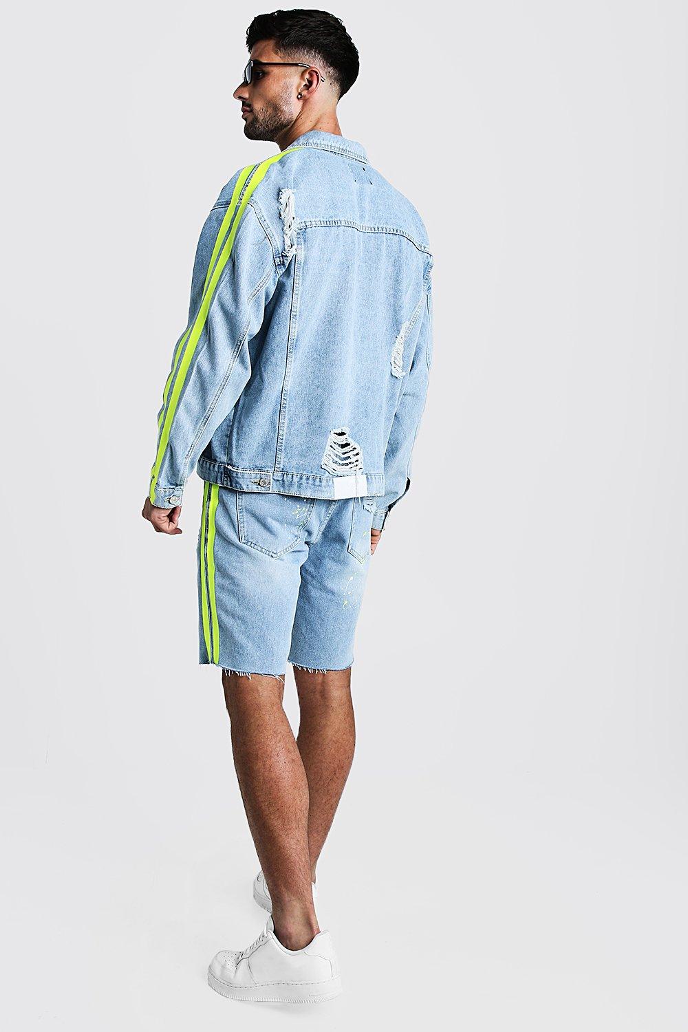 TRF OVERSIZED DENIM JACKET WITH SCARF - Blue / Gray | ZARA